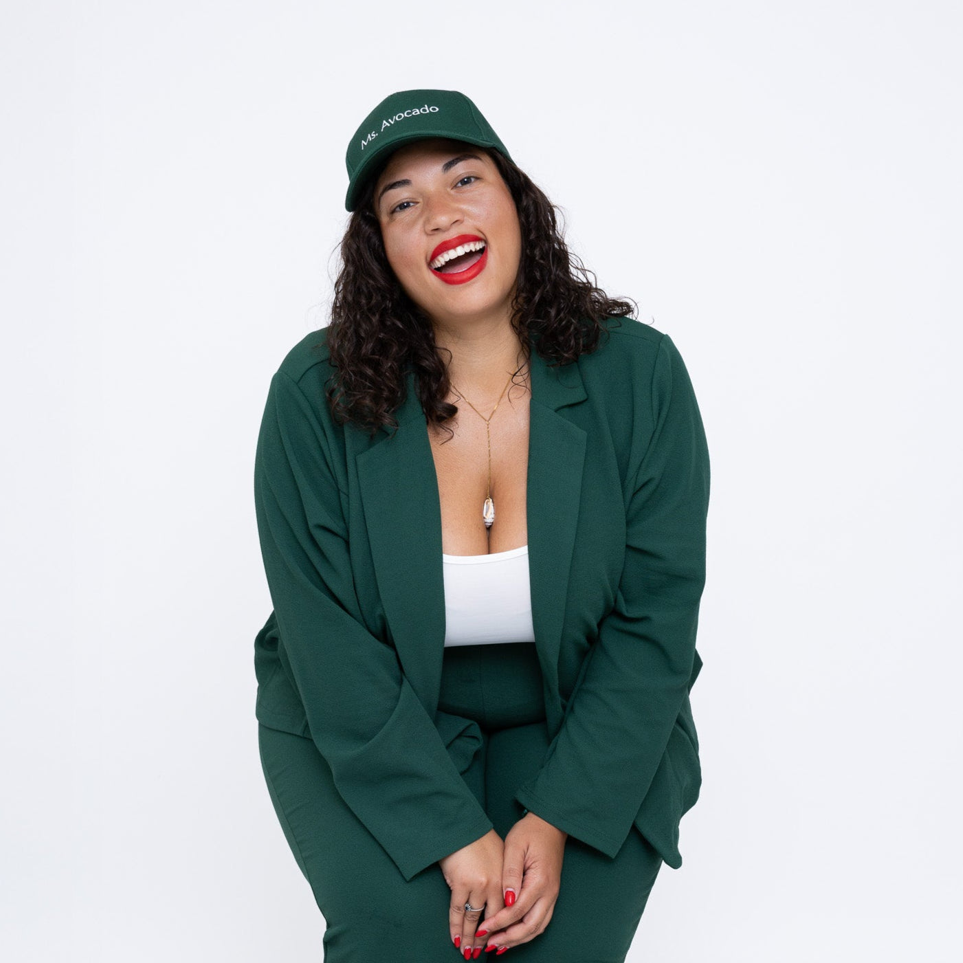 Casquette brodée en coton Ms. Avocado - vert bouteille